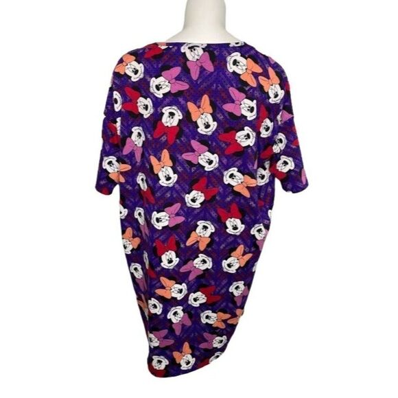 LuLaRoe Irma Disney Minnie Mouse Bows Purple Pink Tunic Top Sz Small - Picture 7 of 7